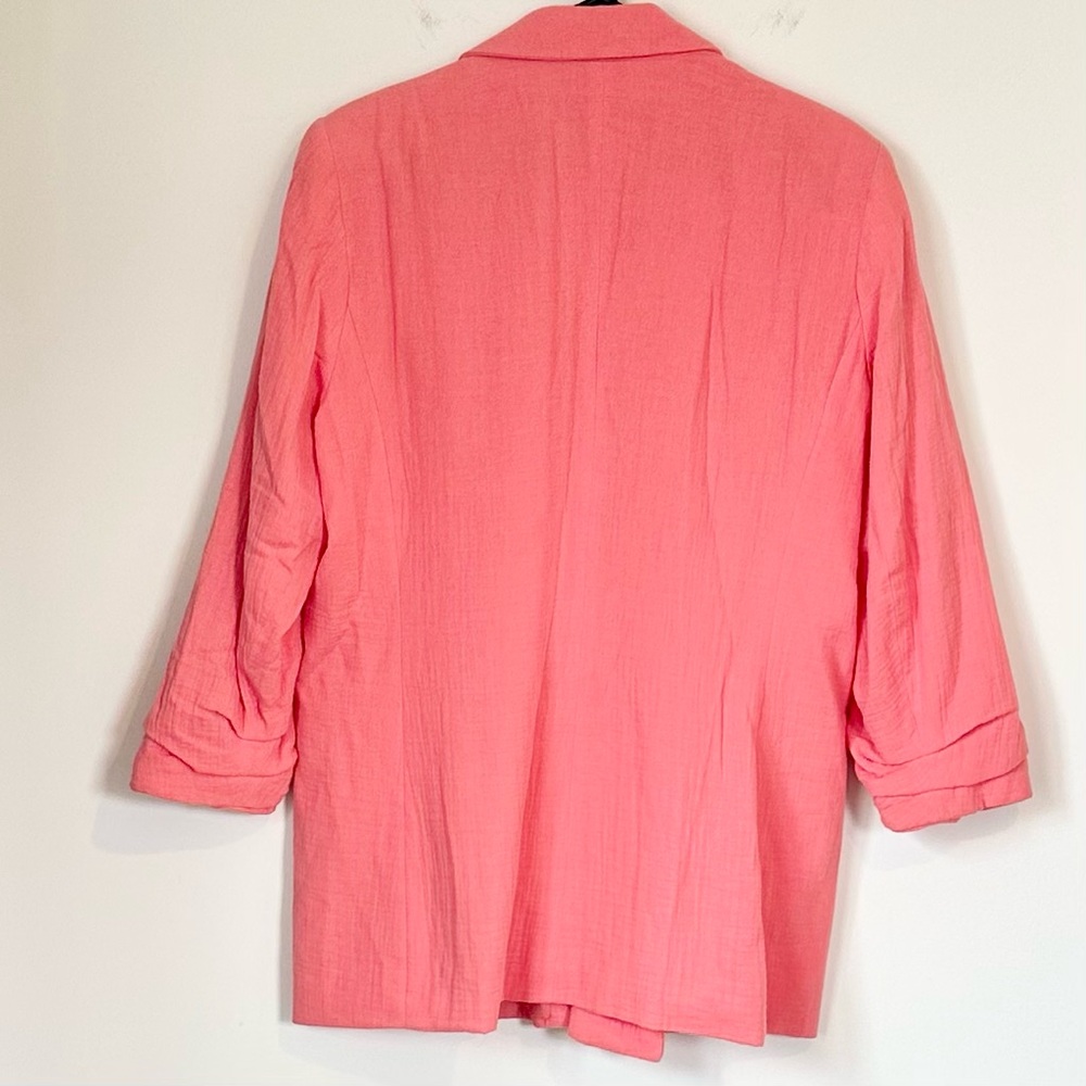Nine West Coral Ruched Sleeve Open Front Blazer - Size: Extra Large - Picture 6 of 8